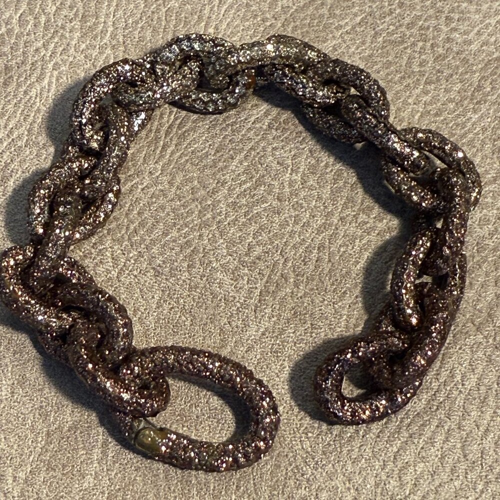 CHIC and CHUNKY Fashion bracelet -- Sparkly brown ombre pavé links 8"